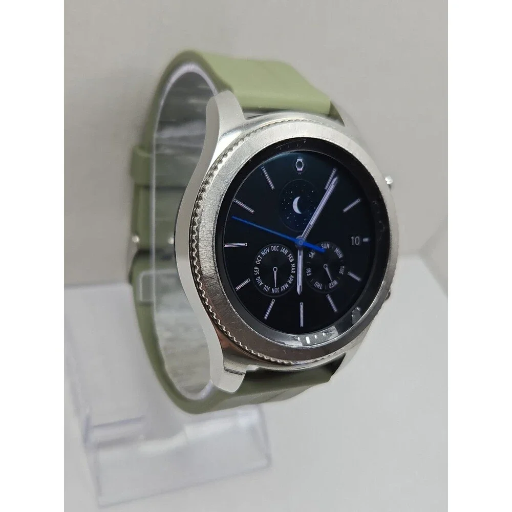 Samsung Gear S3 Classic ATT LTE GPS 46mm Silver Smartwatch Green Band - Read